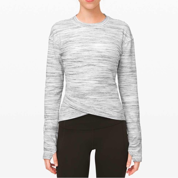 Lululemon Close to Crossing Long Sleeve Rulu Space Dye Camo White Silver Spoon - Picture 1 of 6